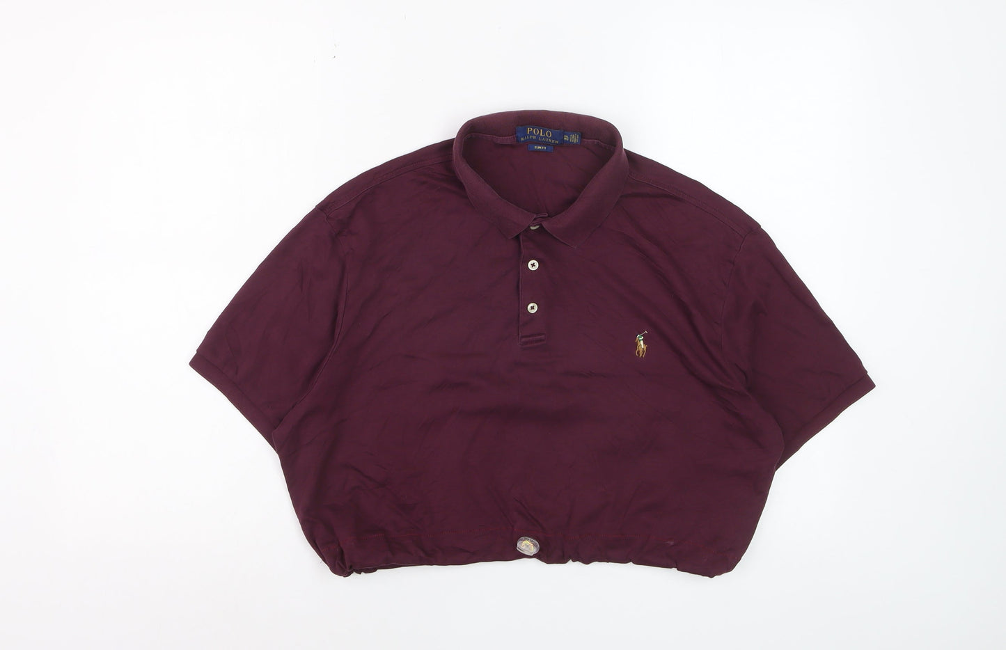 Ralph Lauren Women's Purple 2XL Slim Fit Cropped Polo Shirt