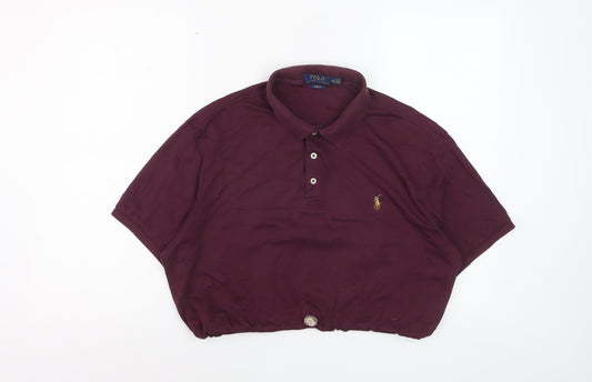 Ralph Lauren Women's Purple 2XL Slim Fit Cropped Polo Shirt