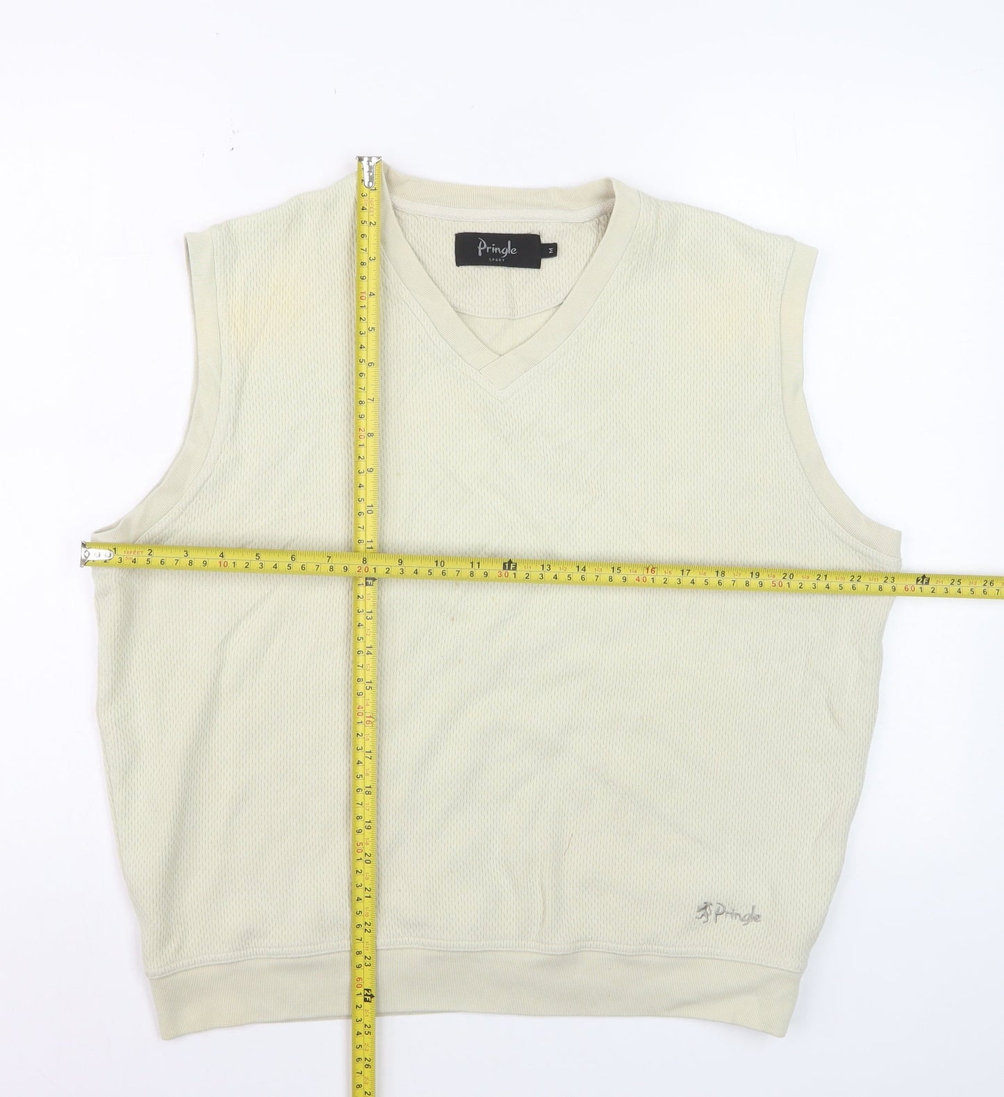 Pringle Men’s Beige V-Neck Sleeveless Cotton Vest Sweatshirt Size M