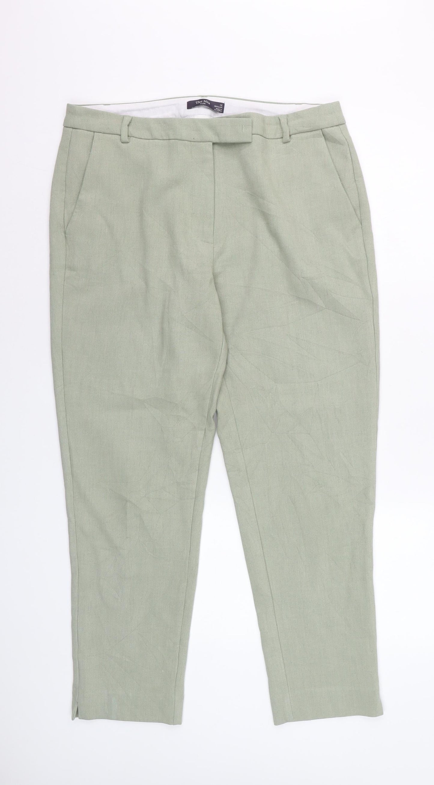 Marks and Spencer Womens Sage Green Size 14 Regular Cropped Trousers