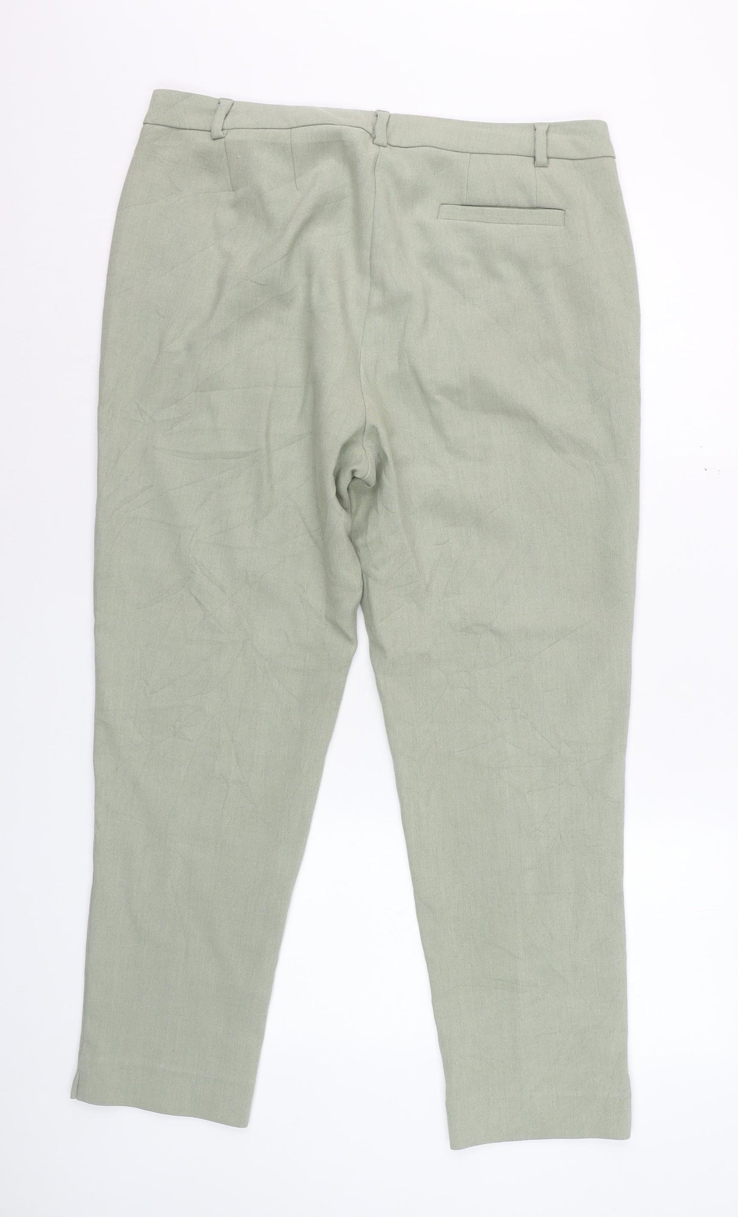 Marks and Spencer Womens Sage Green Size 14 Regular Cropped Trousers