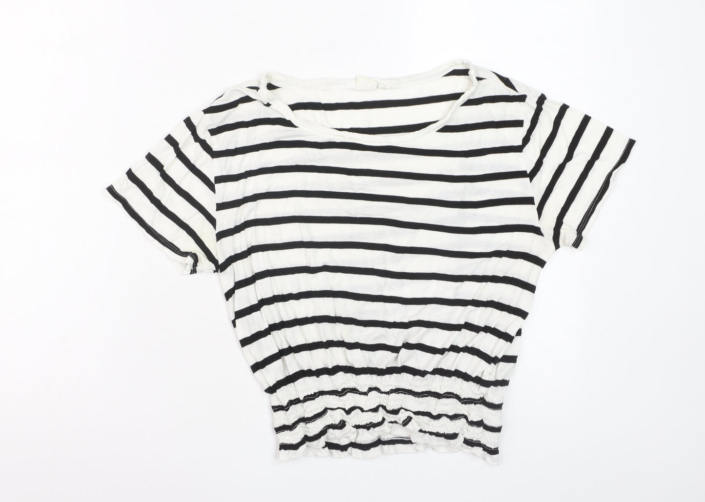 GAP Women’s White Black Striped Cropped T-Shirt XS