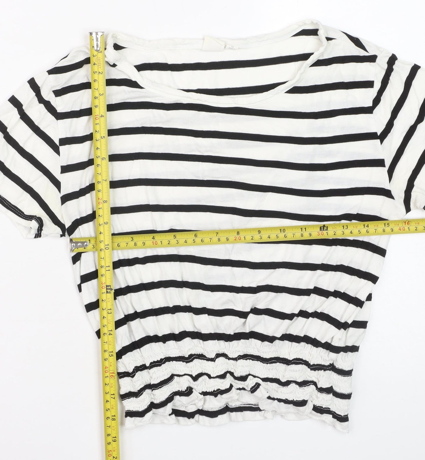 GAP Women’s White Black Striped Cropped T-Shirt XS