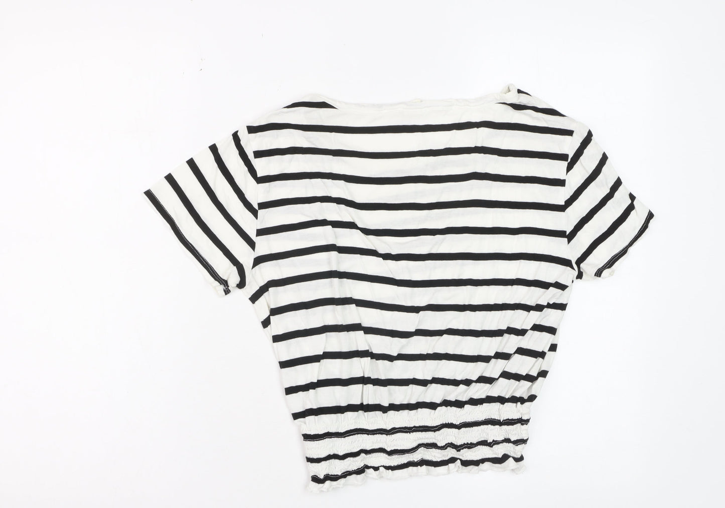 GAP Women’s White Black Striped Cropped T-Shirt XS