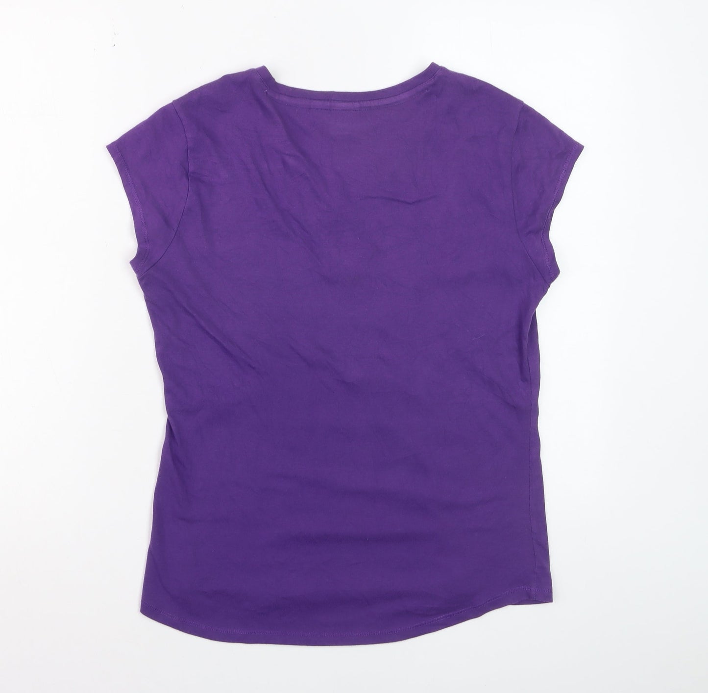 LA Gear Women's Purple V-Neck Short Sleeve Cotton T-Shirt UK 14