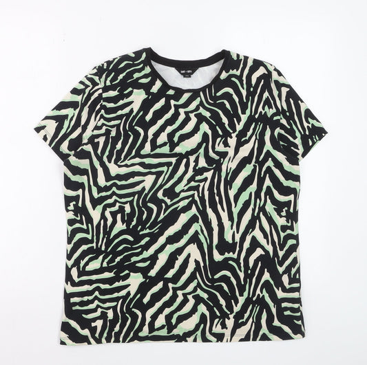 Saint + Sofia Womens Multicoloured Animal Print Short Sleeve Cotton T-Shirt Size 8