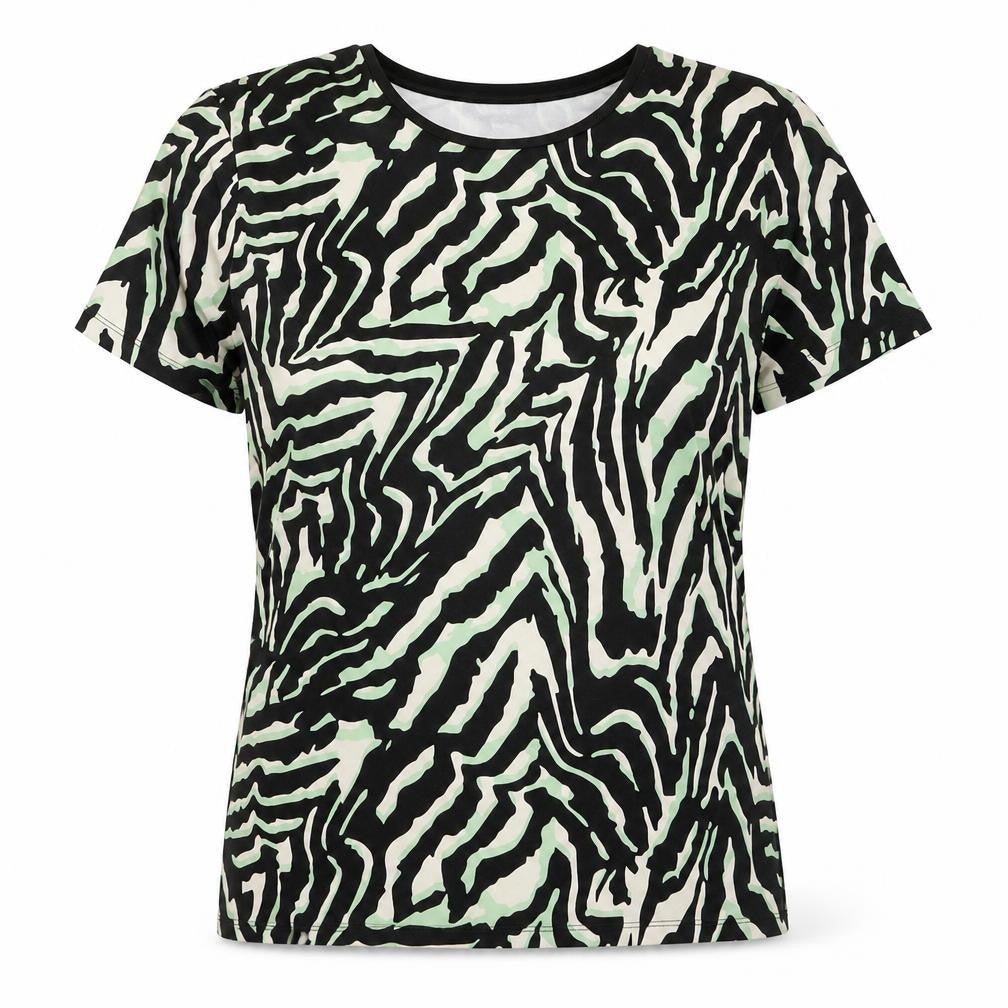 Saint + Sofia Womens Multicoloured Animal Print Short Sleeve Cotton T-Shirt Size 8