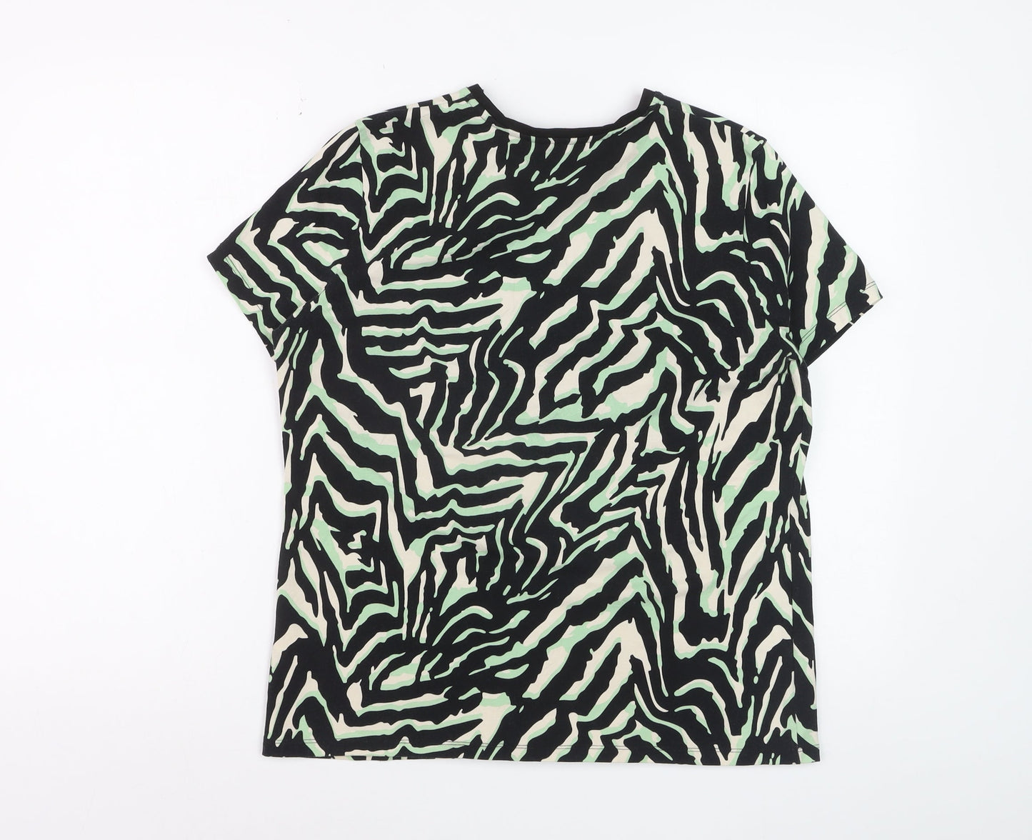 Saint + Sofia Womens Multicoloured Animal Print Short Sleeve Cotton T-Shirt Size 8