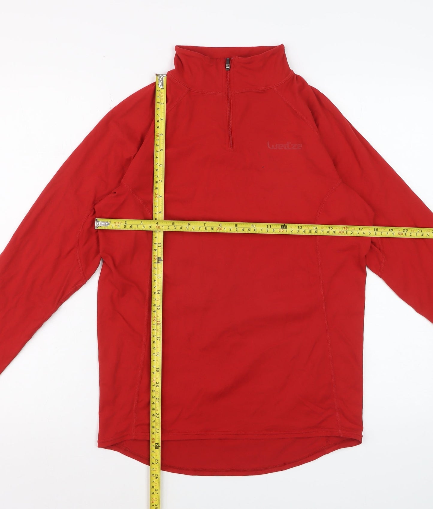 Wedze Women's Red Long Sleeve 1/4 Zip Activewear Top Size 12