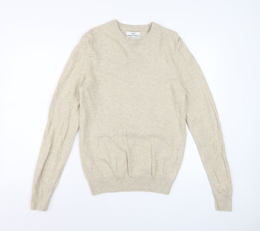 Marks and Spencer Women's Beige Lambswool Crew Neck Jumper Size S