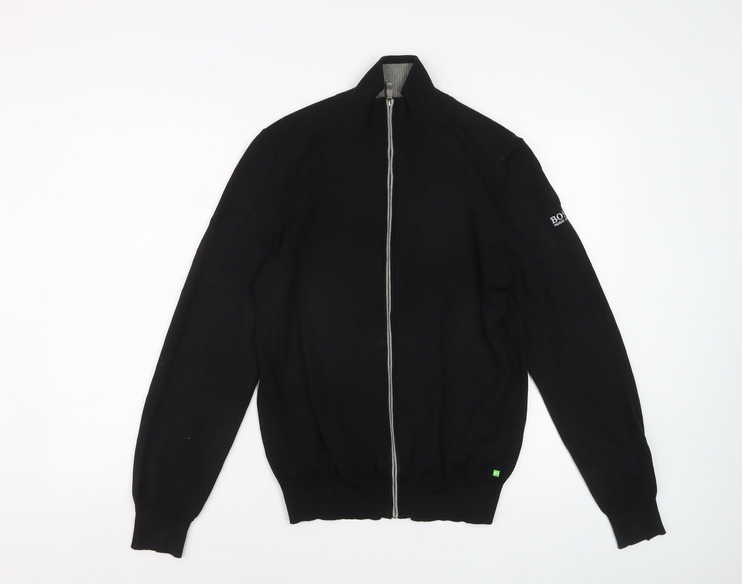 Hugo Boss Mens Black Wool Full Zip High Neck Jumper Size S