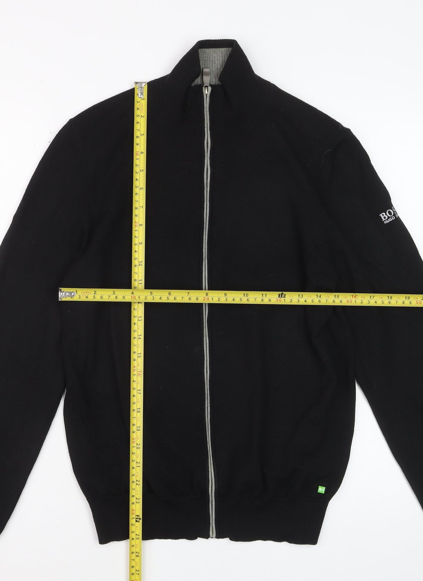 Hugo Boss Mens Black Wool Full Zip High Neck Jumper Size S