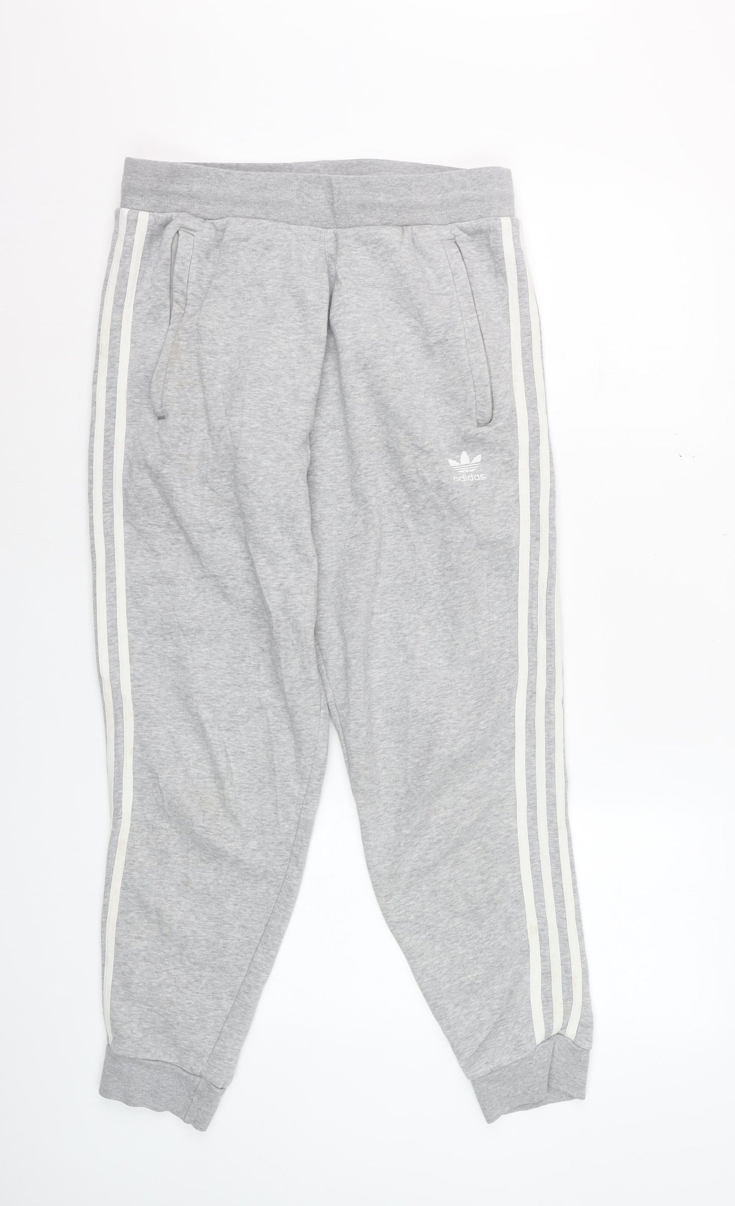 Adidas Women Grey Sweatpants M Joggers Cotton Blend Casual Sportswear