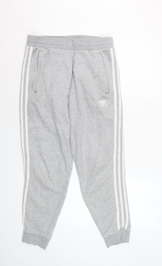 Adidas Women Grey Sweatpants M Joggers Cotton Blend Casual Sportswear