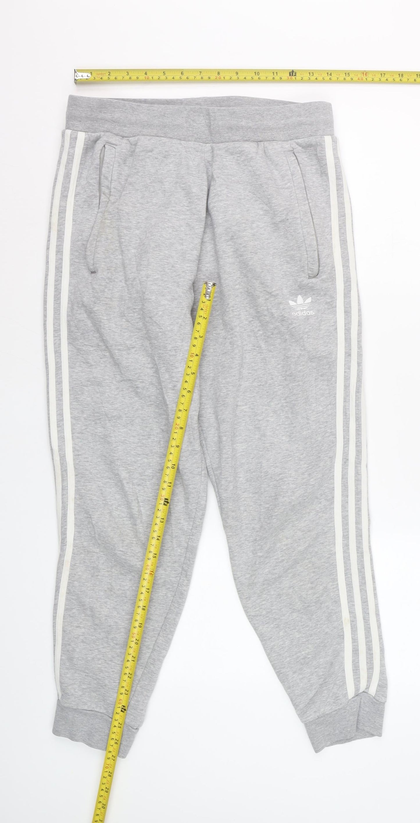 Adidas Women Grey Sweatpants M Joggers Cotton Blend Casual Sportswear