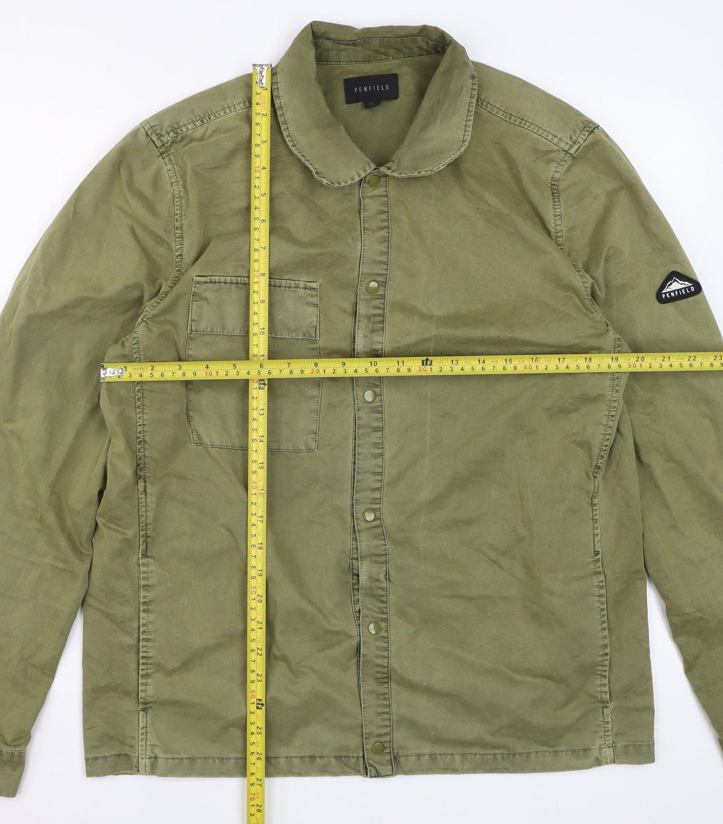 Penfield Men's Green Cotton Long Sleeve Button-Up Shirt M