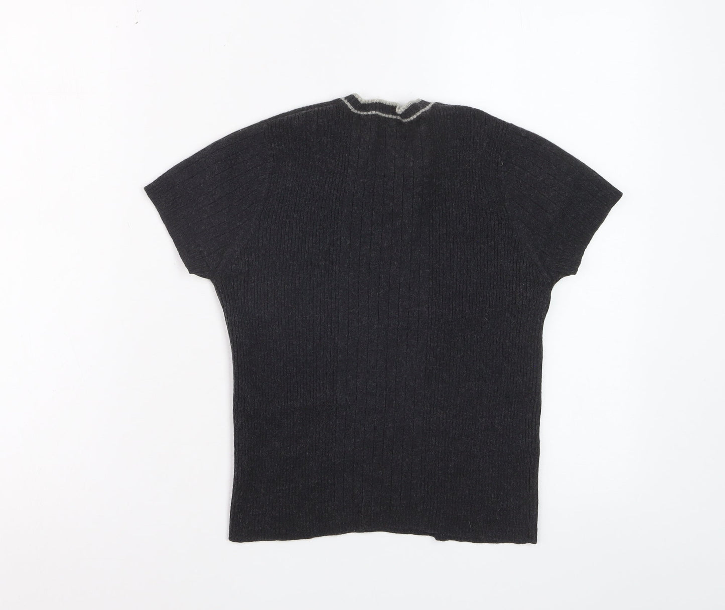 Banana Republic Women's Black Merino Wool V-Neck Short Sleeve Knit Top M