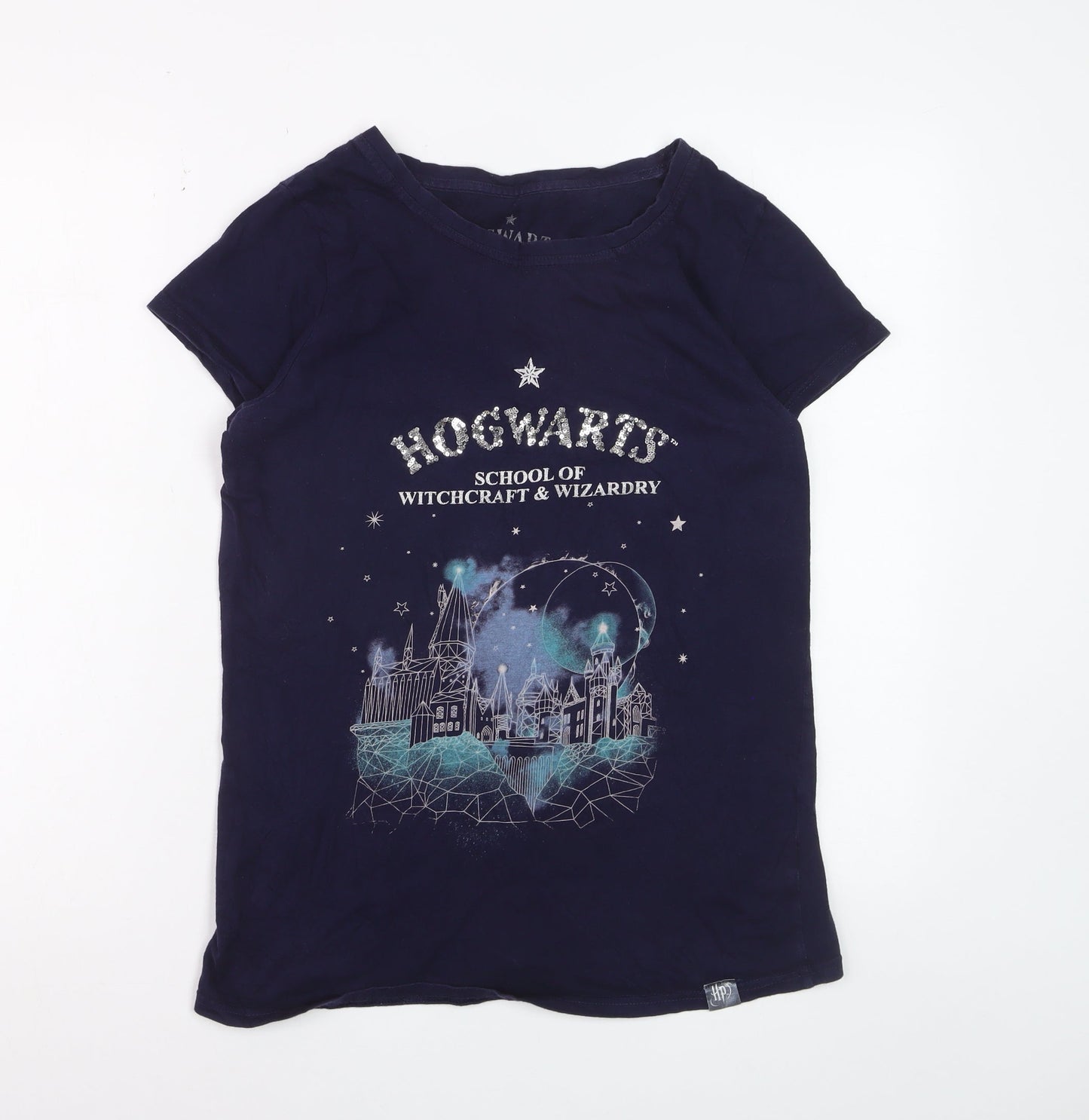 Harry Potter Womens Blue Hogwarts T-Shirt Small Short Sleeve