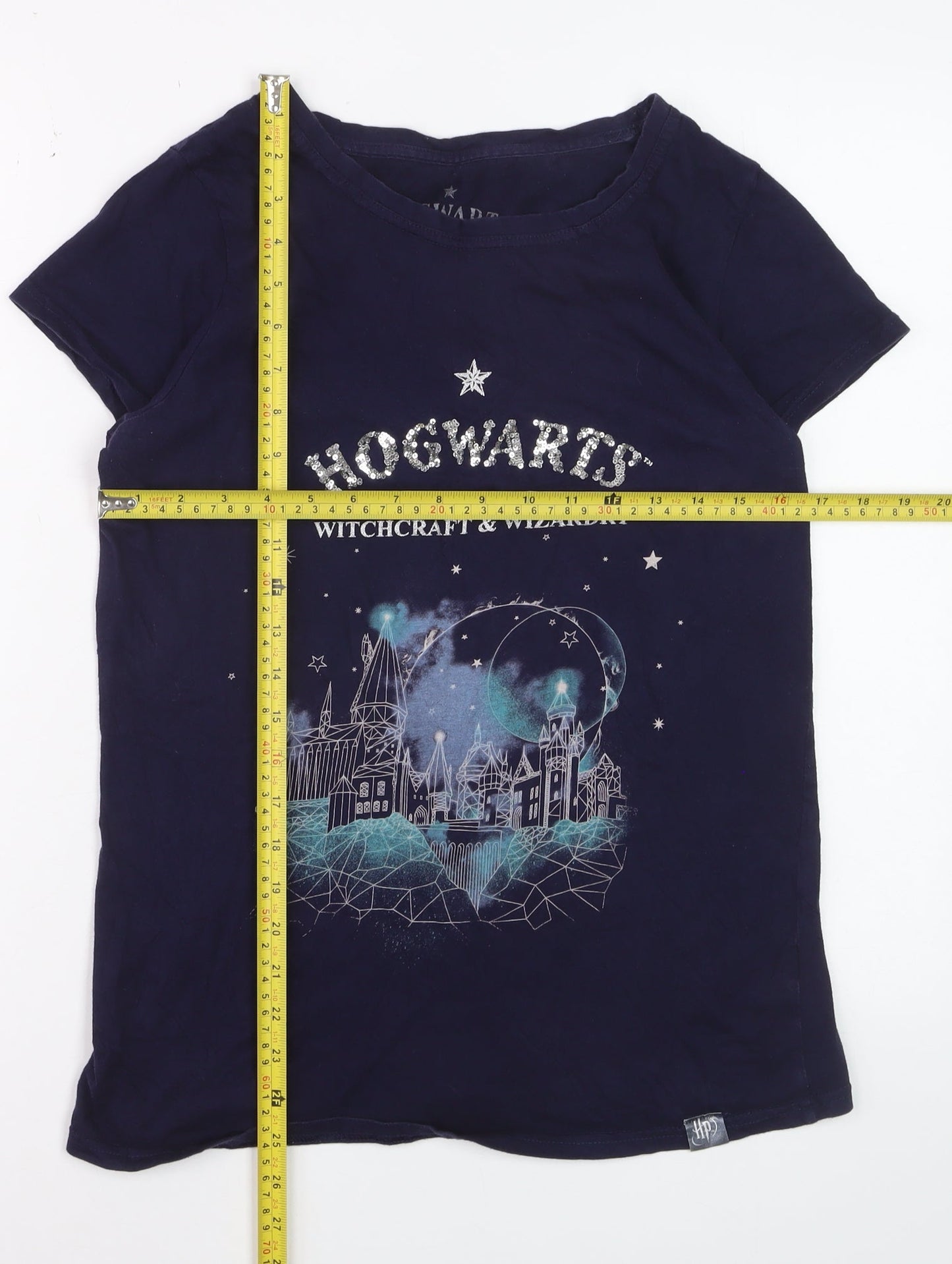 Harry Potter Womens Blue Hogwarts T-Shirt Small Short Sleeve