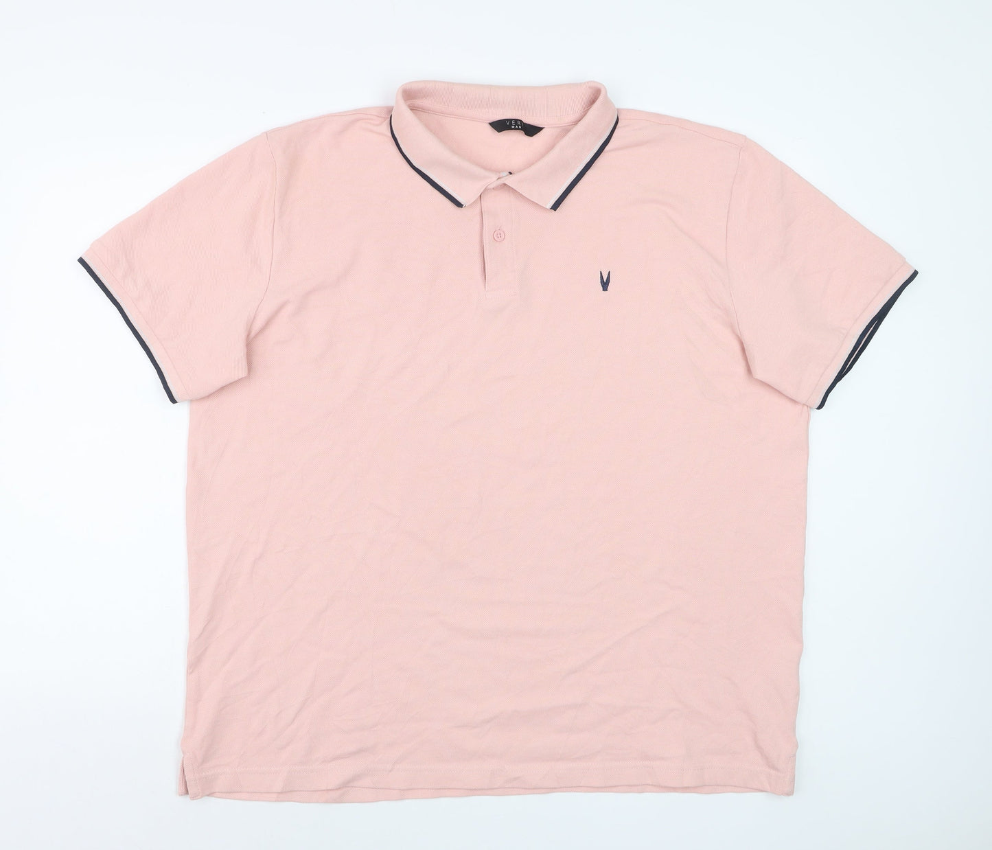 Very Man Men’s Pink 2XL Cotton Polo Shirt with Black Trim
