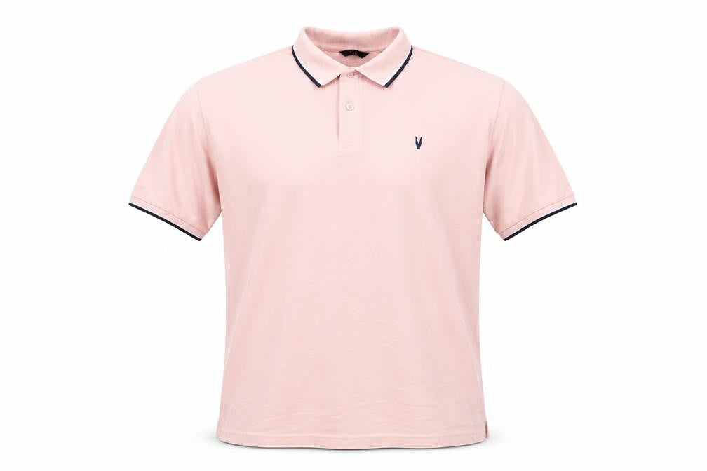 Very Man Men’s Pink 2XL Cotton Polo Shirt with Black Trim