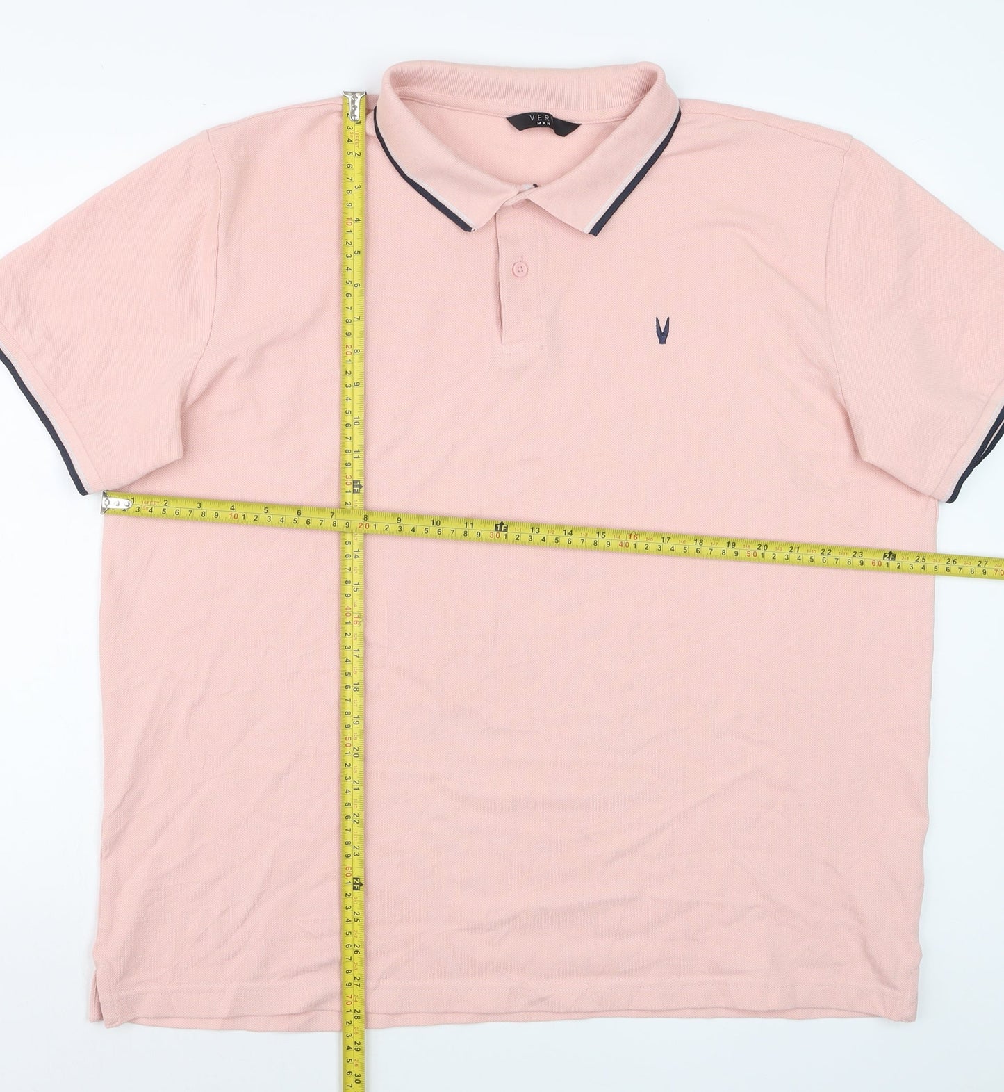 Very Man Men’s Pink 2XL Cotton Polo Shirt with Black Trim