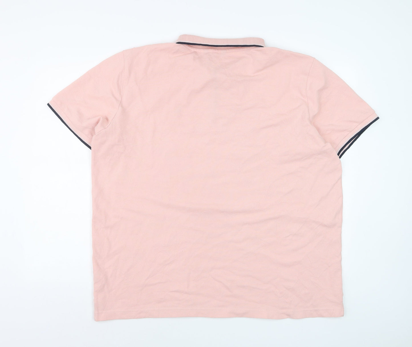 Very Man Men’s Pink 2XL Cotton Polo Shirt with Black Trim