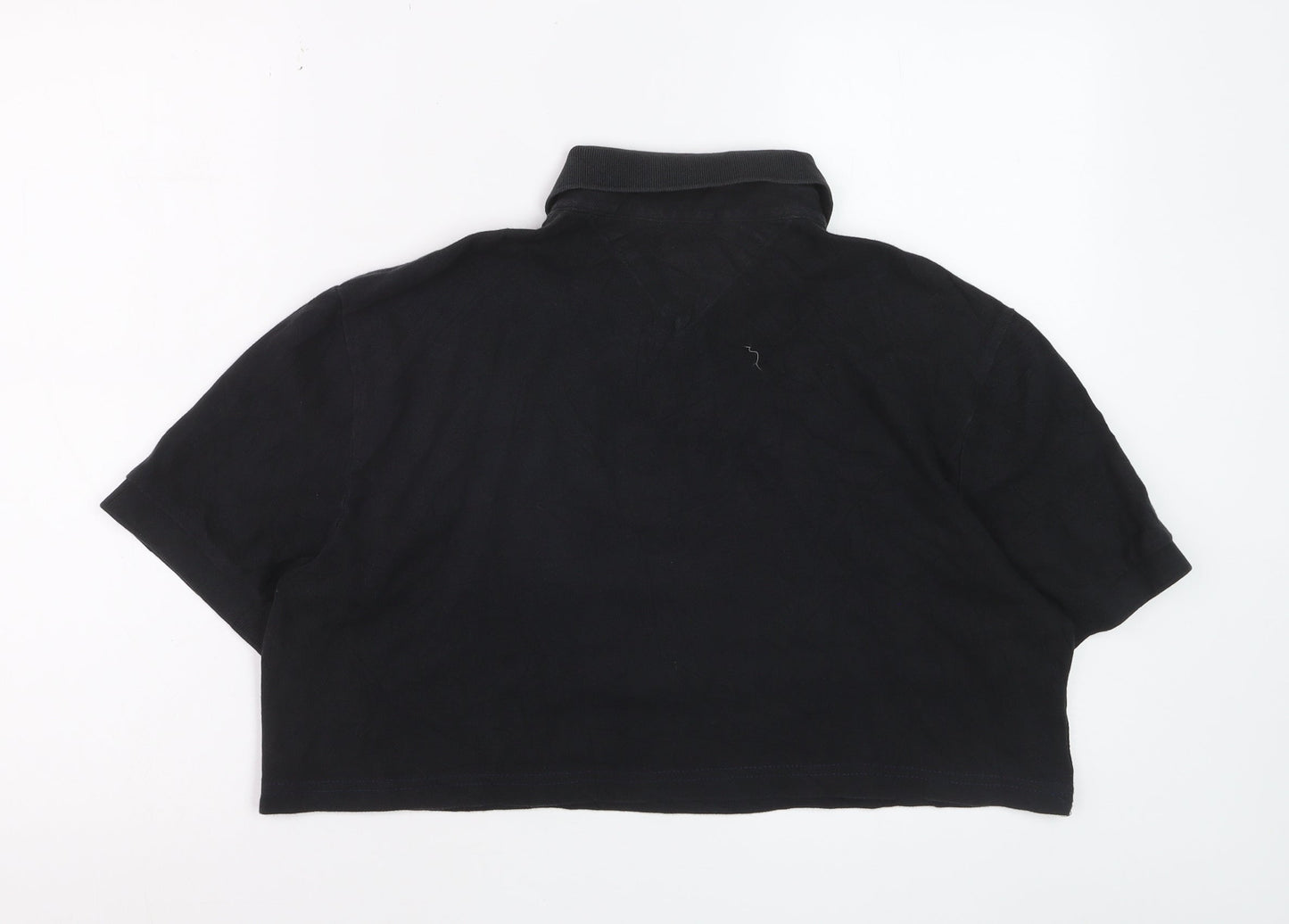Tommy Hilfiger Women's Black Cropped Polo Shirt Size L
