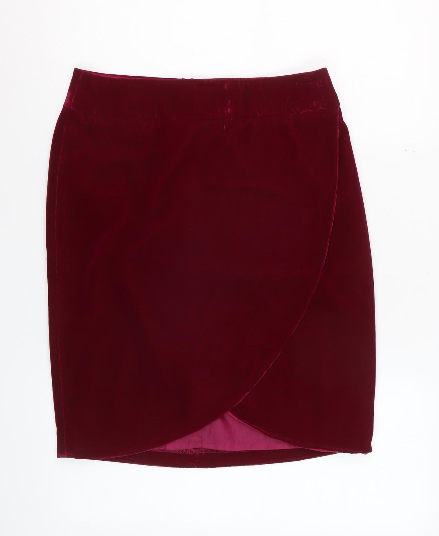 Dalia Collection Womens Red Velvet Wrap Skirt Size 8 Knee Length