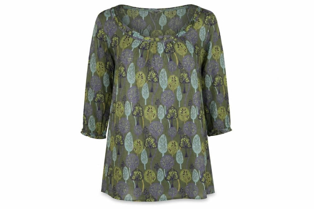 White Stuff Women’s Green Floral Shift Dress Size 12 3/4 Sleeve