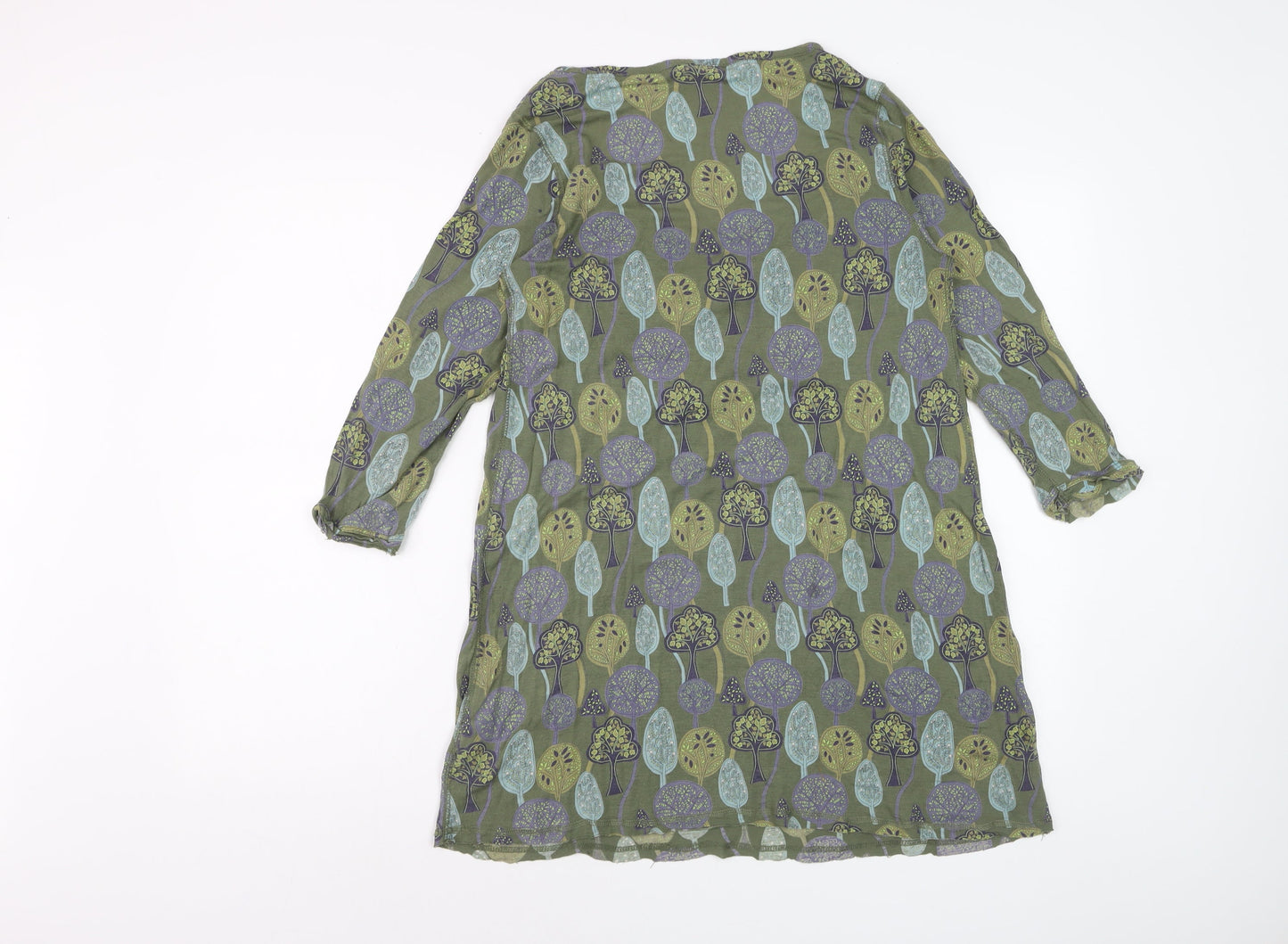 White Stuff Women’s Green Floral Shift Dress Size 12 3/4 Sleeve