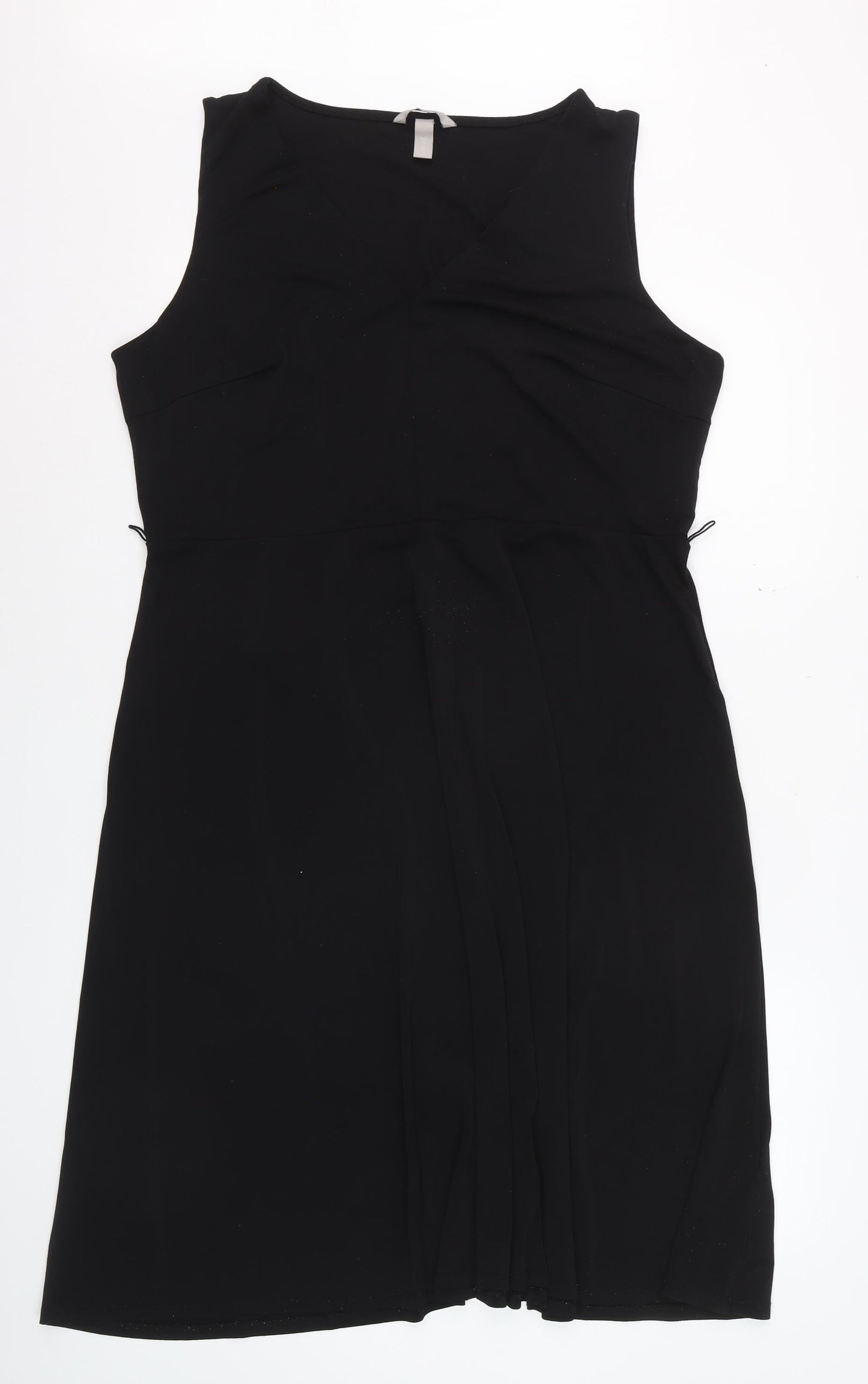 H&M Women’s Black Sleeveless Sheath Dress XL V-Neck Stretch Workwear
