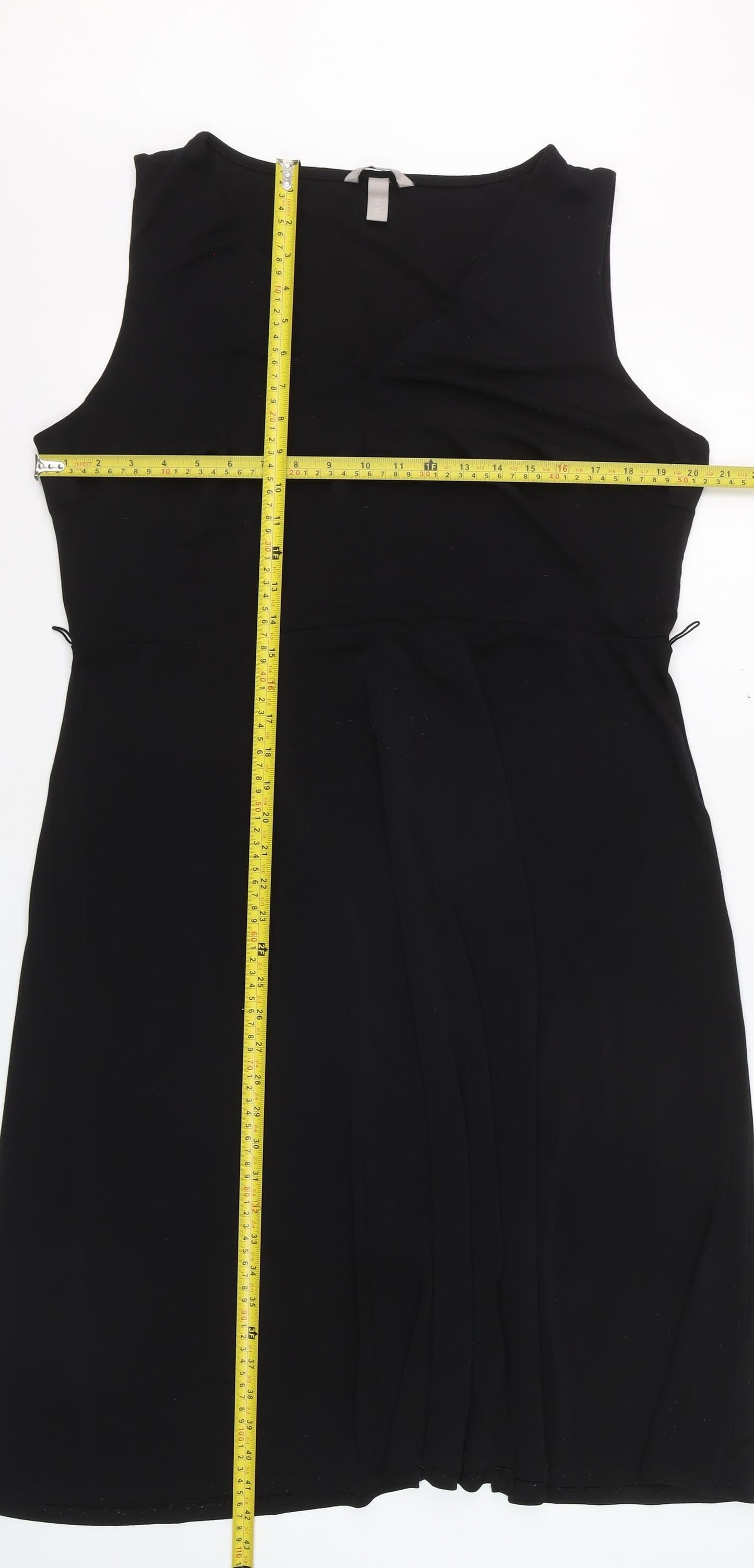 H&M Women’s Black Sleeveless Sheath Dress XL V-Neck Stretch Workwear