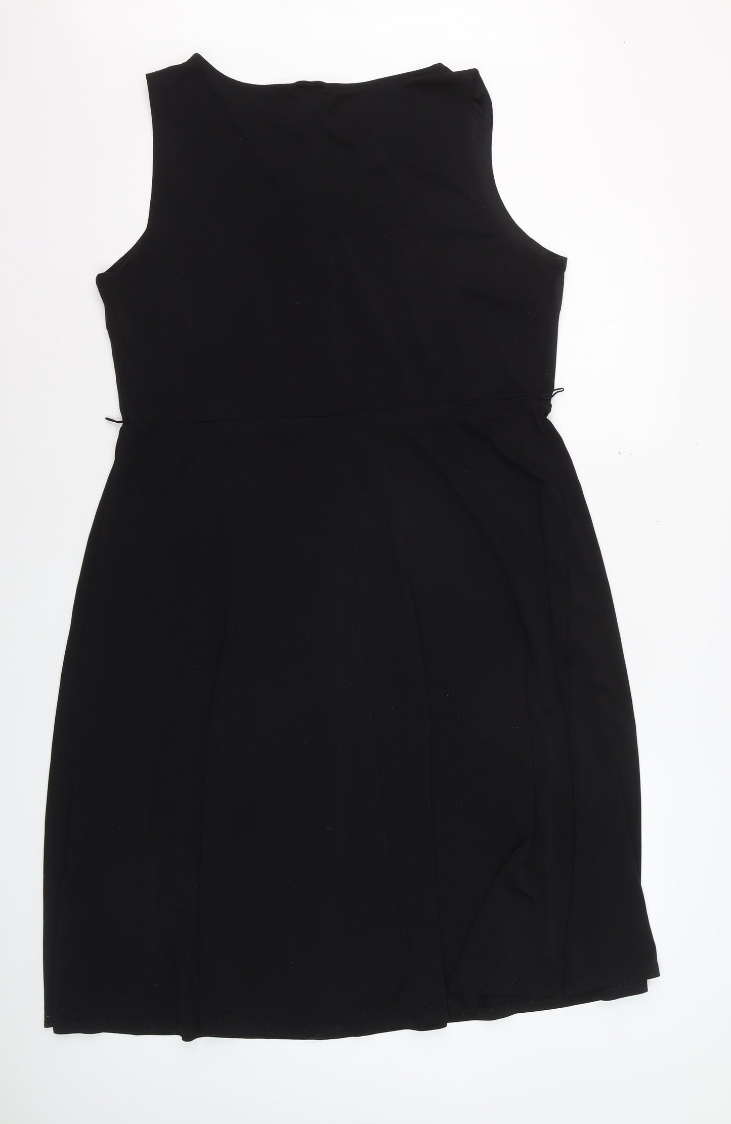 H&M Women’s Black Sleeveless Sheath Dress XL V-Neck Stretch Workwear