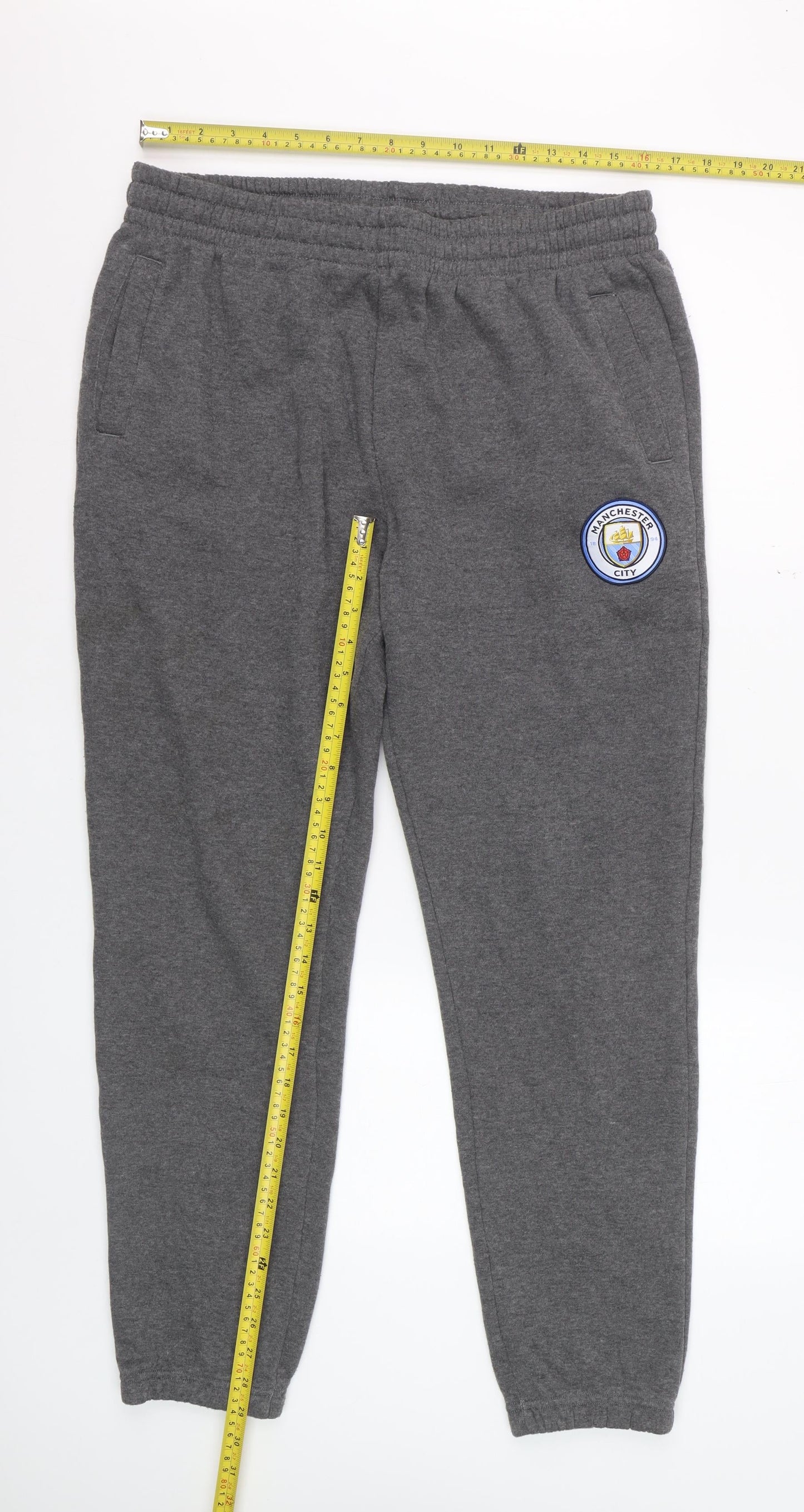 Manchester City Men Grey XL Jogger Trousers Fleece Lined