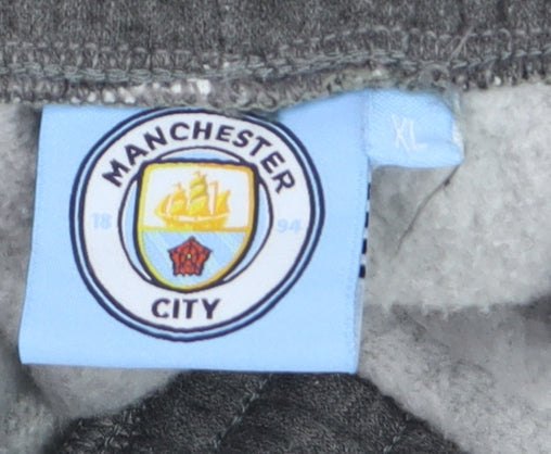 Manchester City Men Grey XL Jogger Trousers Fleece Lined