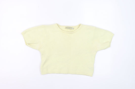 Charlotte Halton Women’s Ivory Angora Blend Cropped Knit Top M/L