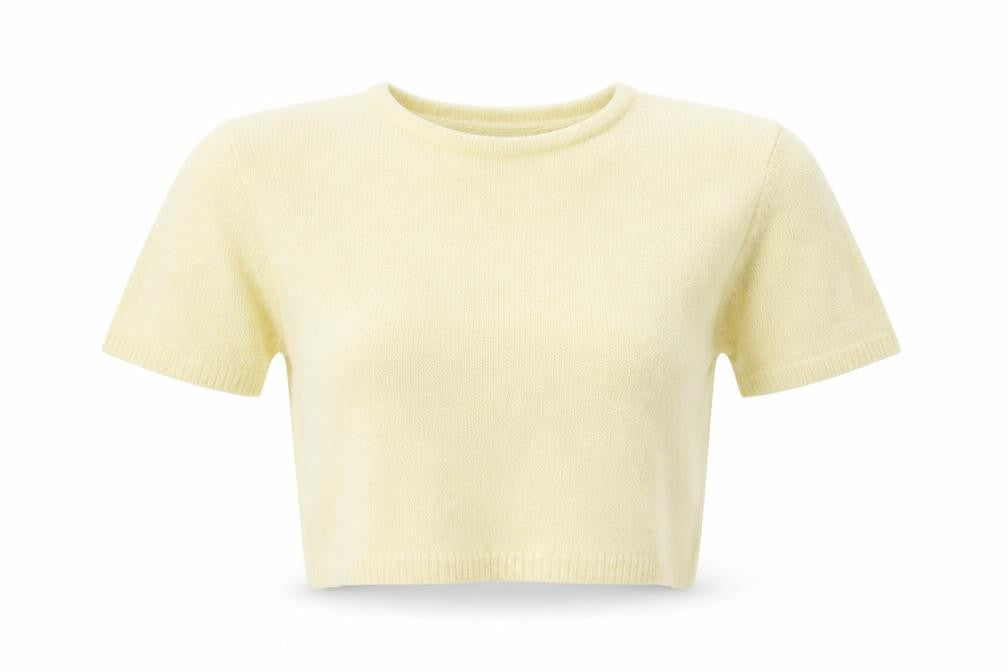 Charlotte Halton Women’s Ivory Angora Blend Cropped Knit Top M/L