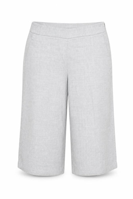 Marks and Spencer Women Grey Linen Blend Cropped Wide-Leg Trousers UK 18