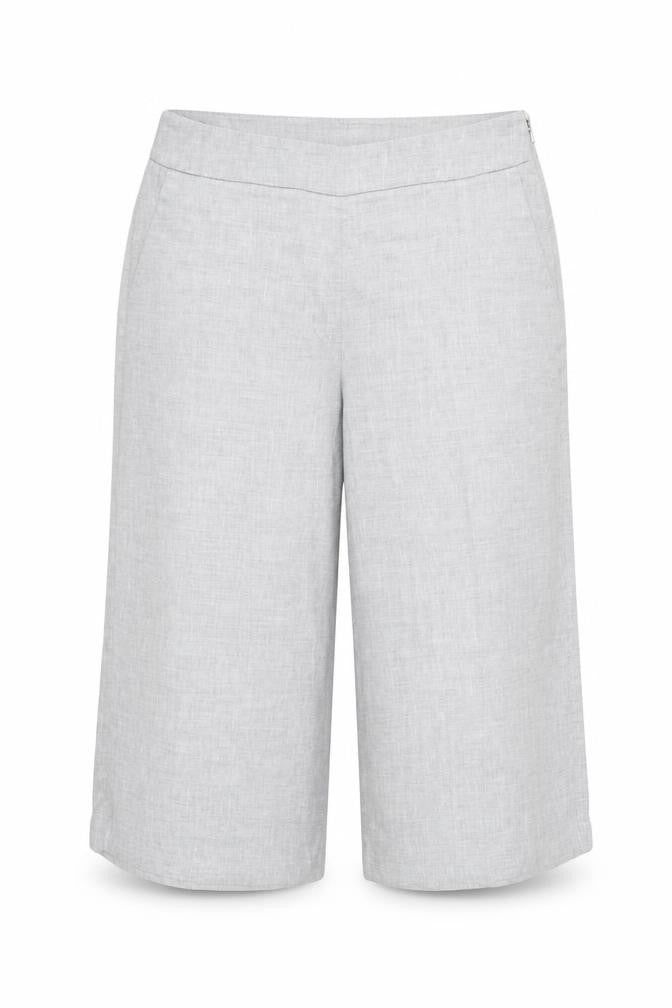 Marks & Spencer Women Grey Linen Blend Cropped Wide-Leg Trousers UK 18
