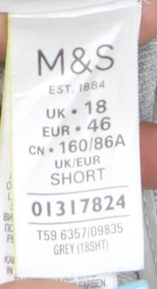 Marks and Spencer Women Grey Linen Blend Cropped Wide-Leg Trousers UK 18