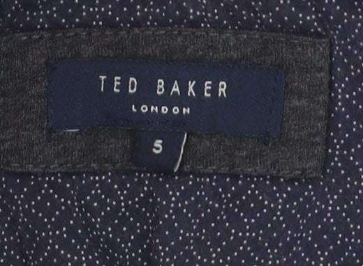 Ted Baker Men’s Grey Long Sleeve Polo Shirt Size L Cotton Blend