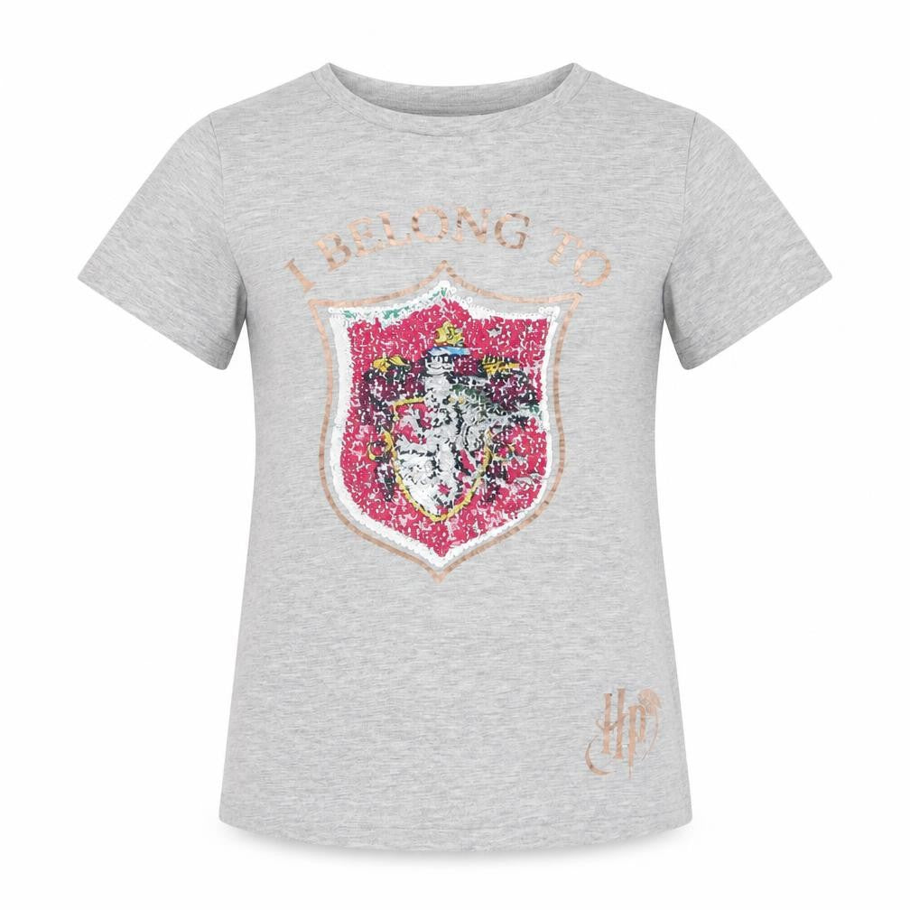 Harry Potter Girls Grey Sequin Crest Short Sleeve T-Shirt 12-13 Years