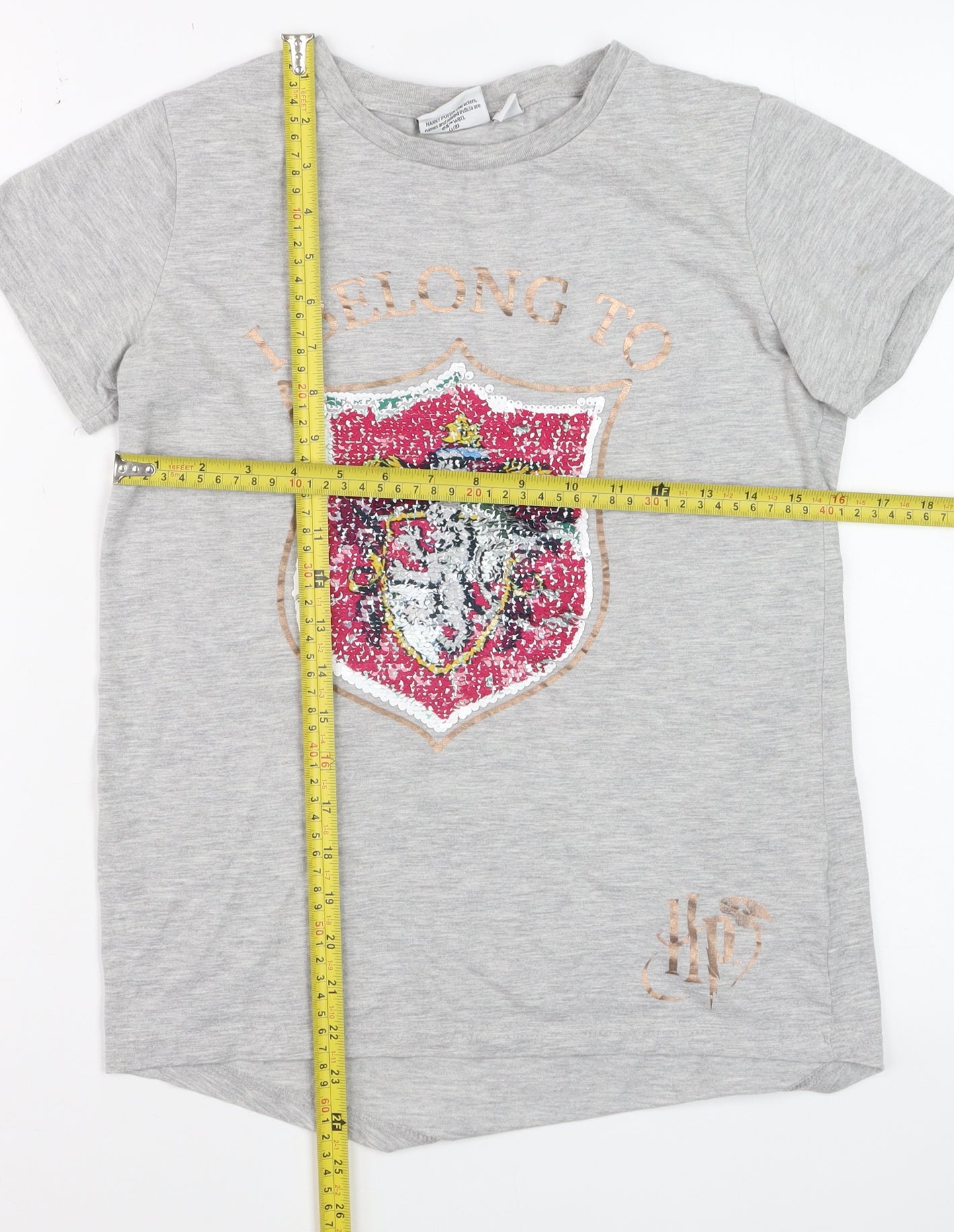Harry Potter Girls Grey Sequin Crest Short Sleeve T-Shirt 12-13 Years