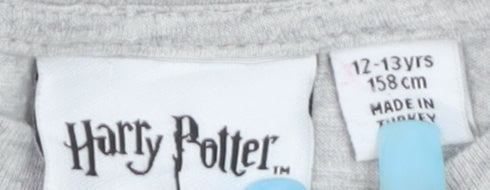 Harry Potter Girls Grey Sequin Crest Short Sleeve T-Shirt 12-13 Years