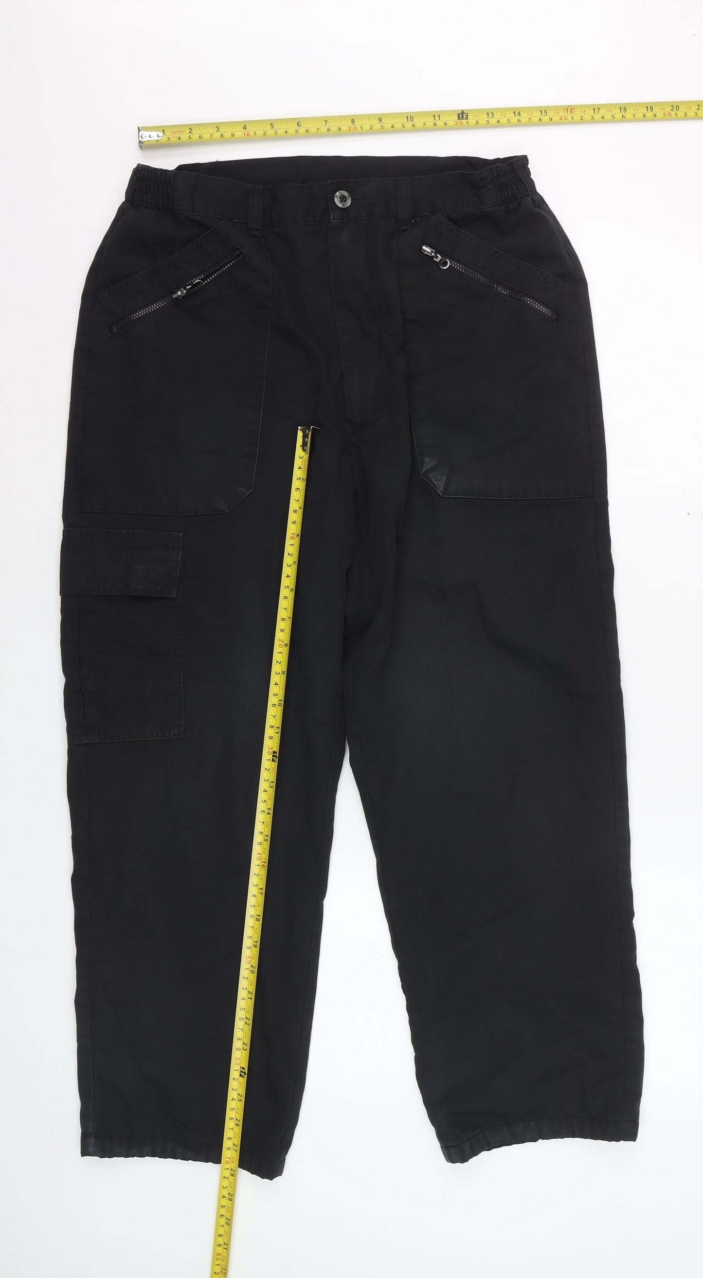 Chums Men's Black Cargo Trousers Size 32 Regular Fit