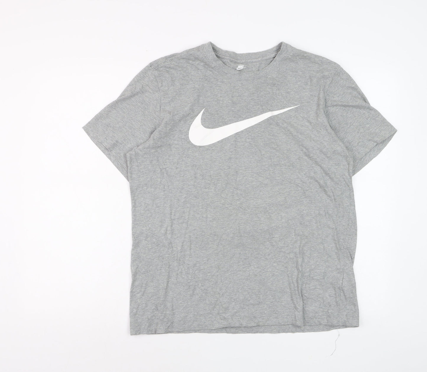 Nike Men's Grey Cotton Crew Neck Short Sleeve Sports T-Shirt M