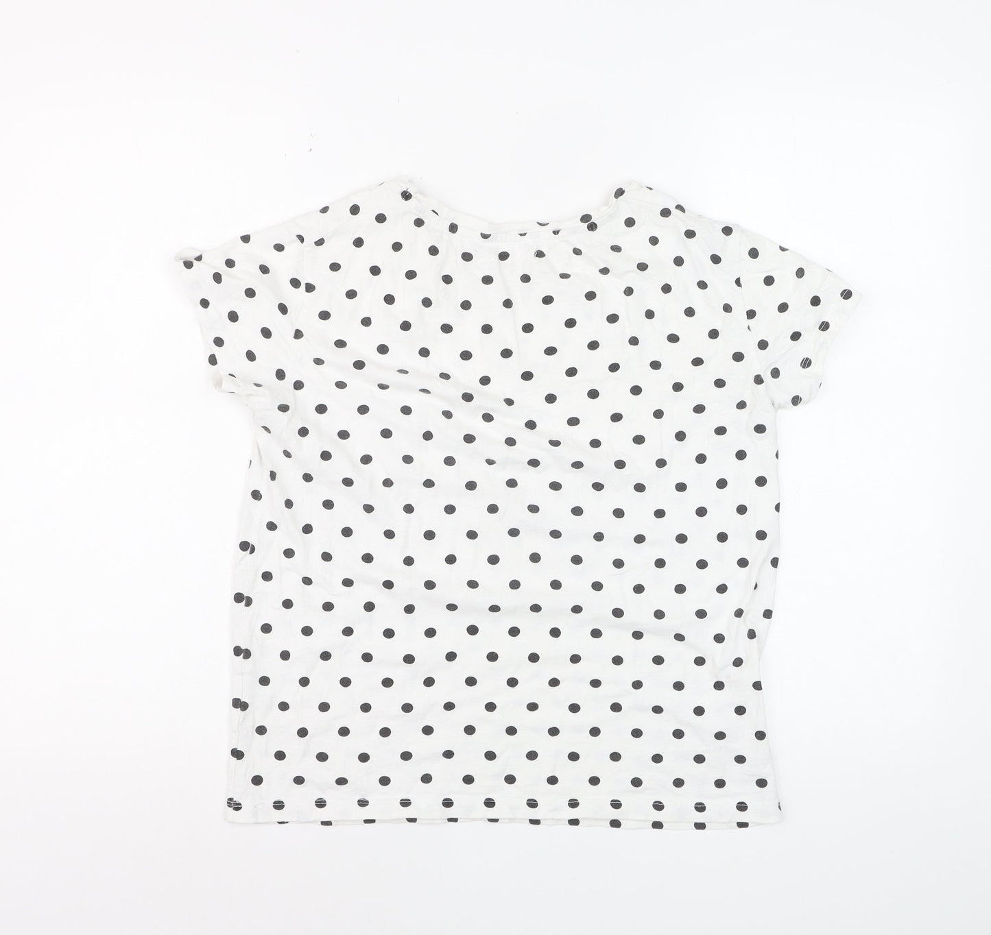 Pull&Bear Womens White Polka Dot Cotton Basic T-Shirt Size 12
