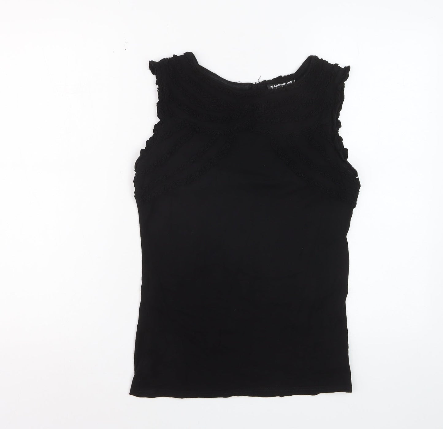 Warehouse Womens Black Sleeveless Basic Top UK 10 Viscose