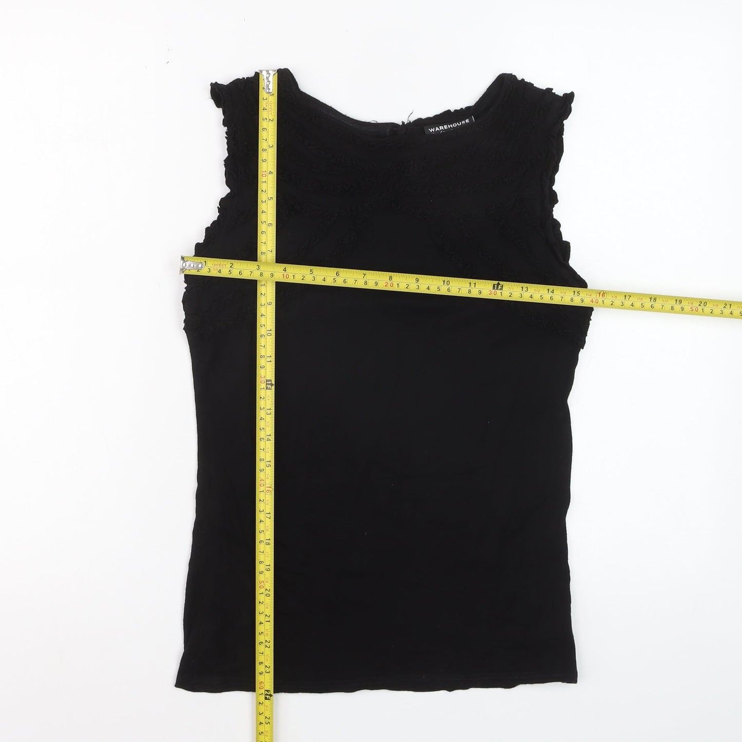 Warehouse Womens Black Sleeveless Basic Top UK 10 Viscose